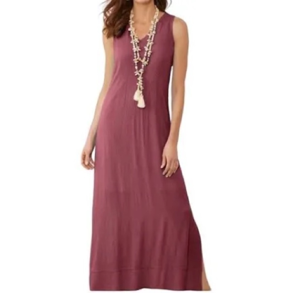 Soft Surroundings Sleeveless Maxi Dress in Mauve Rose